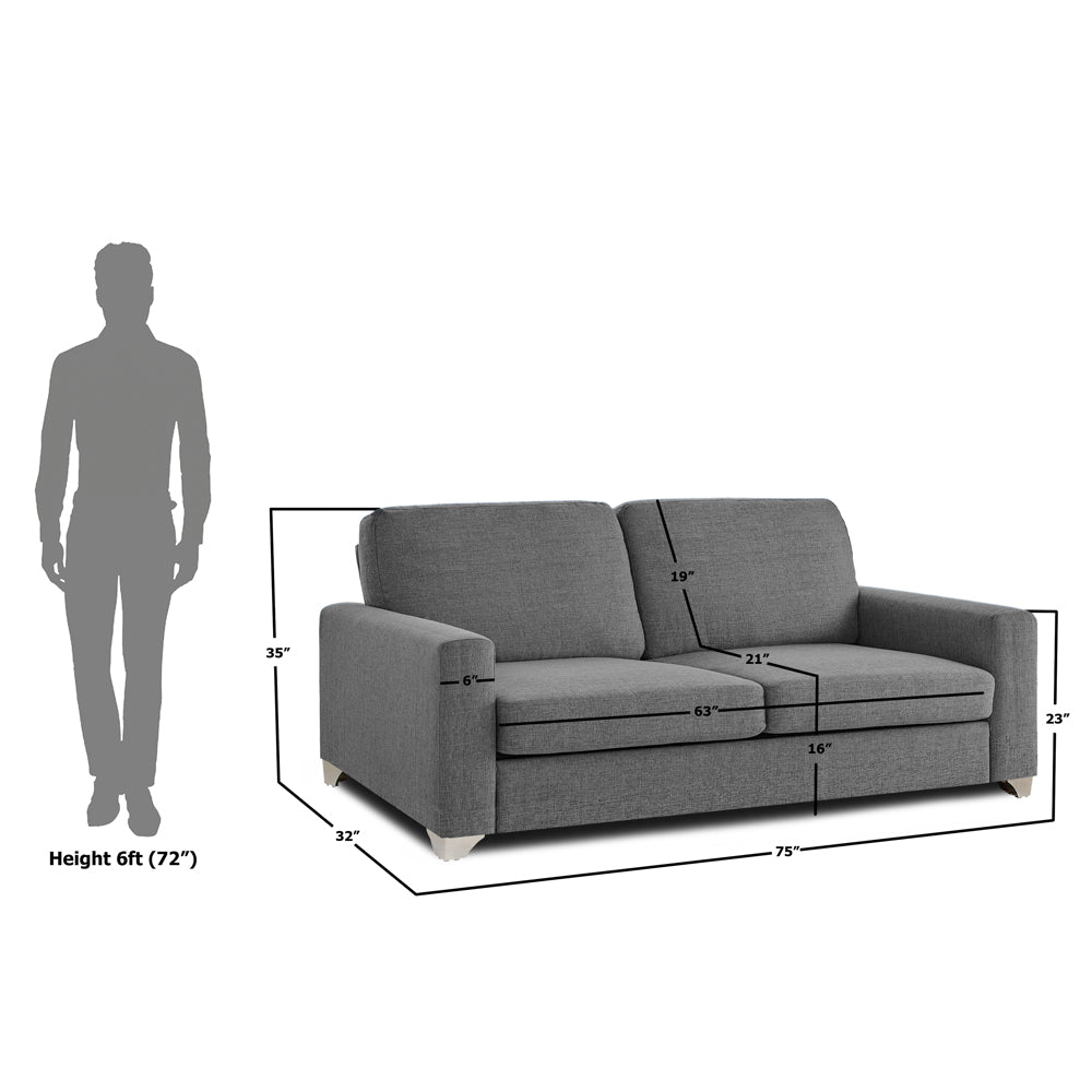 Adorn India Straight line 3 Seater Sofa (New Grey)