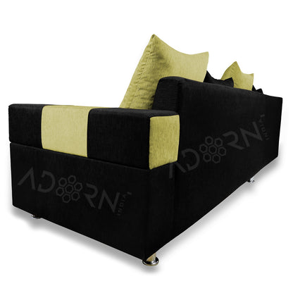 Adorn India Adillac 5 Seater Corner Sofa(Left Side Handle)(Green & Black)