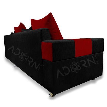 Adorn India Adillac 5 Seater Corner Sofa (Maroon & Black)