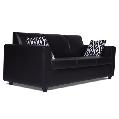 Adorn India Monteno Leatherette 3+1+1 5 Seater Sofa Set (Black) (3 Year Warranty)