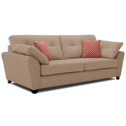 Adorn India Moris 3 Seater Fabric Sofa (Beige) (3 Year Warranty)