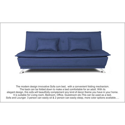 Adorn India Arden 4 Seater Sofa Cum Bed 4 x 6 (Blue) (3 Year Warranty)