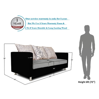 Adorn India Dexter Sofa Set 3-1-1 digitel Print (Grey & Black)