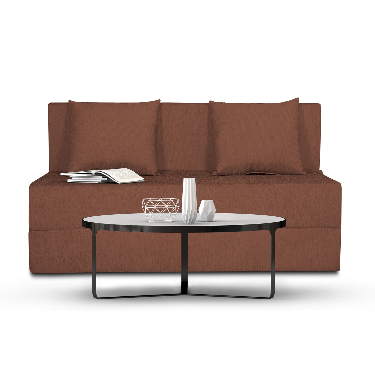 Adorn India Easy 2 Seater Sofa Cum Bed Alyn 4'x 6' (Brown) (1 Year Warranty)
