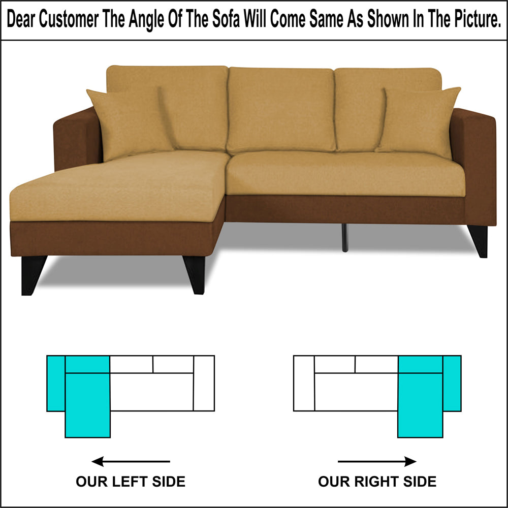 Adorn India Martin L Shape 4 Seater Sofa Set with Two Tone LHS (Brown & Beige) (3 Year Warranty)