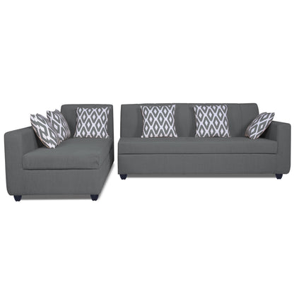 Adorn India Rio Highback L Shape 6 Seater Sofa Set (Left Hand Side) (Grey) (3 Year Warranty)