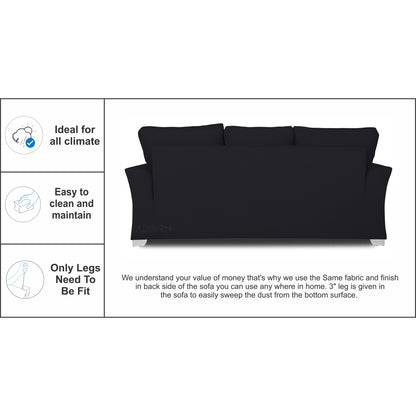 Adorn India Alexia 3 Seater Sofa(Black), Wood, Foam