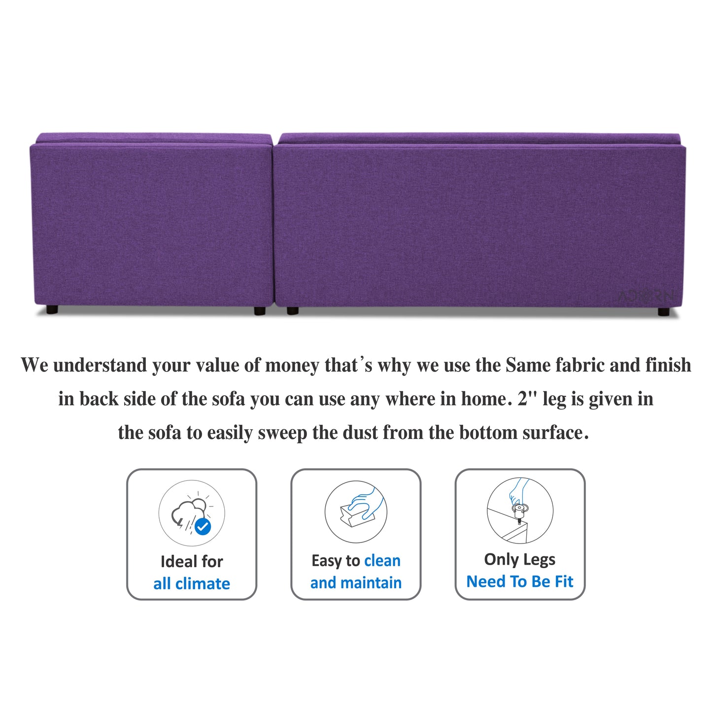 Adorn India Atlas Modular Sofa Set (Purple), Wood, Foam