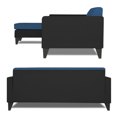 Adorn India Aladra L Shape Decent 5 Seater Sofa Set LHS (Blue & Black) (3 Year Warranty)