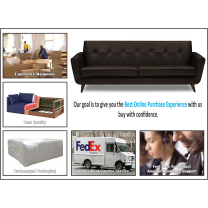Adorn India Exclusive Alexus Leaterette Three Seater Sofa (Brown)