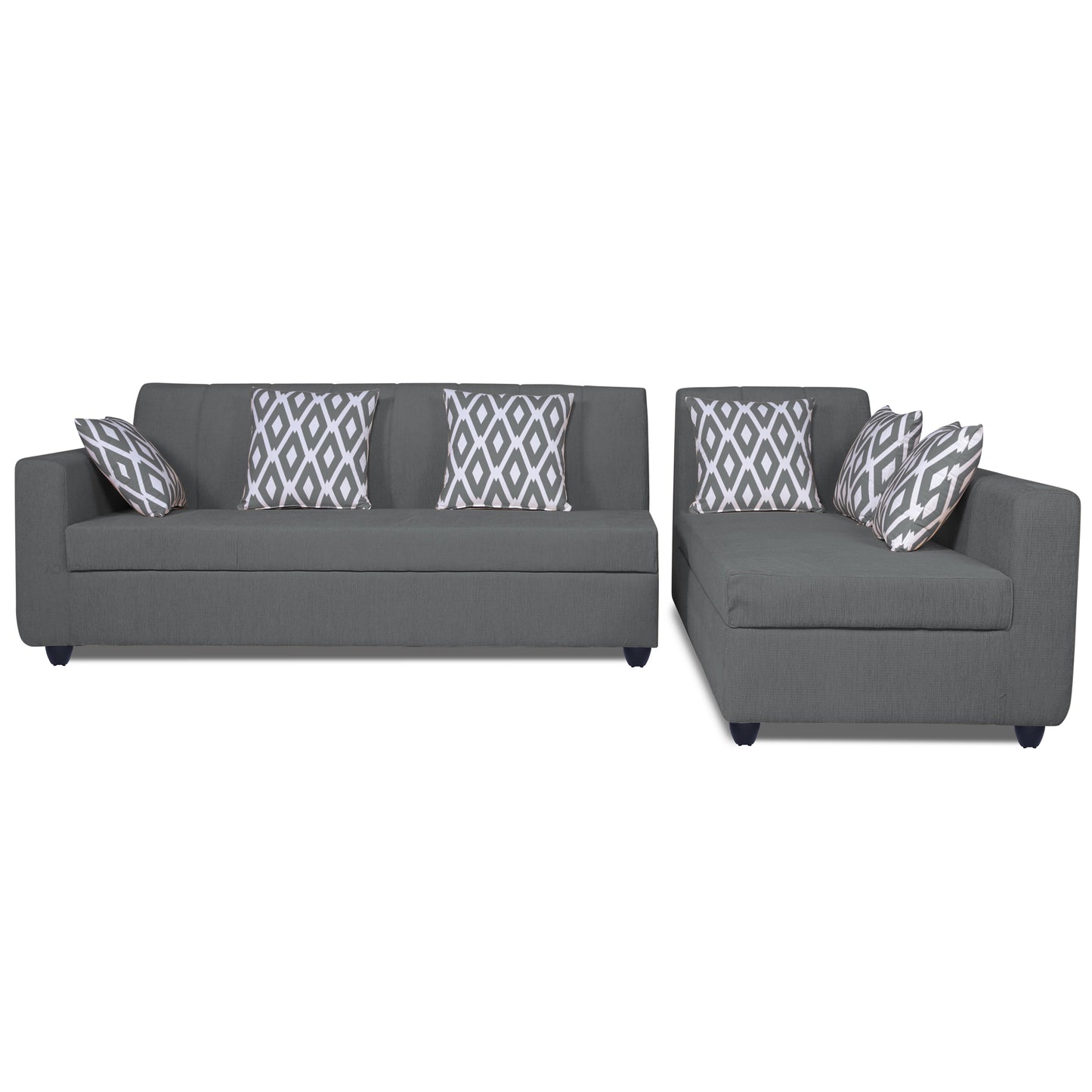 Adorn India Rio Highback L Shape 6 Seater coner Sofa Set (Grey)