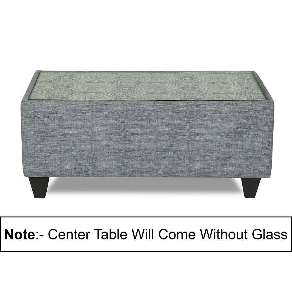 Adorn India Cortina Damask 3+2+1 6 Seater Sofa Set with Centre Table (Grey) Modern