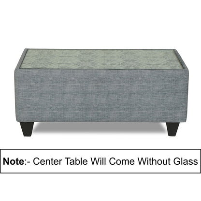 Adorn India Cortina Damask 3+2+1 6 Seater Sofa Set with Centre Table (Grey) Modern