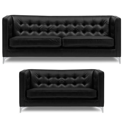 Adorn India Exclusive Cosmos Leatherette 3+2 Sofa Set (Black)