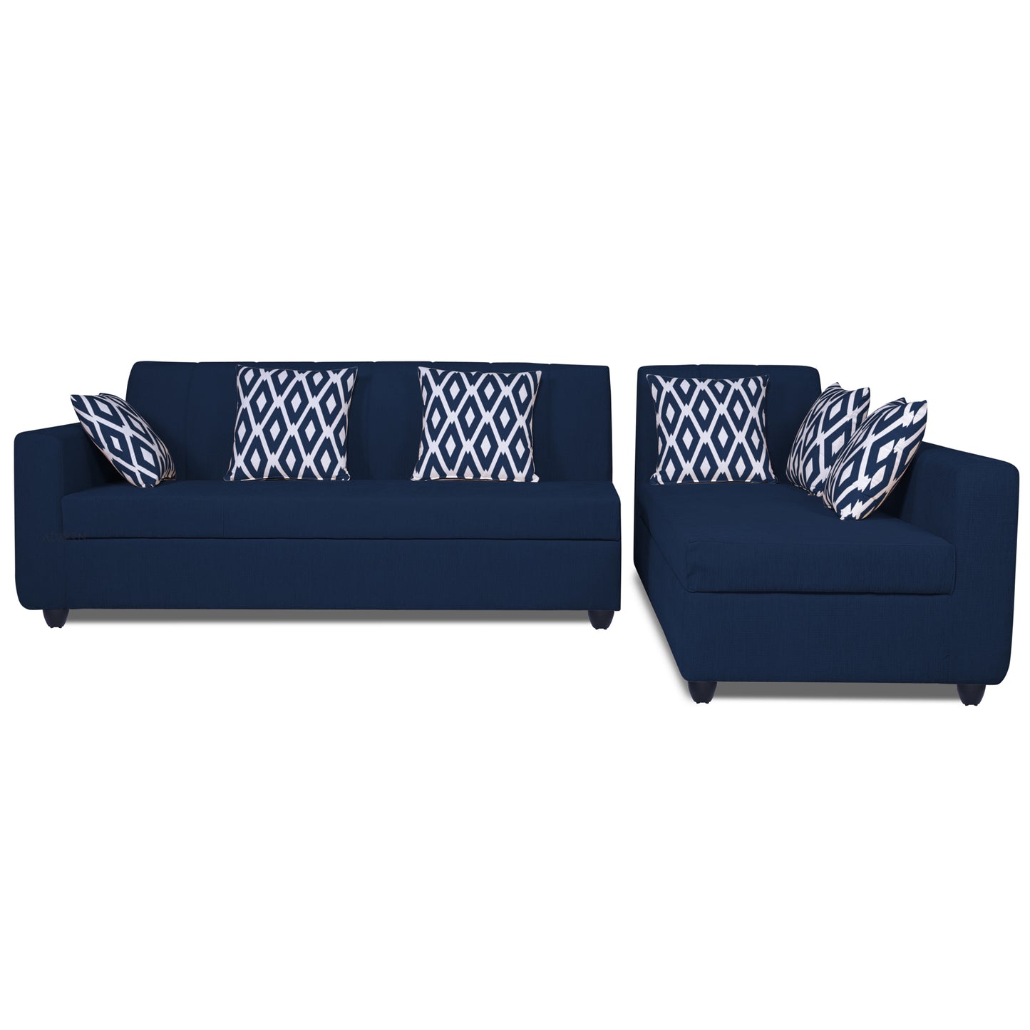 Adorn India Rio HighBack L Shape 6 Seater Sofa Set (Right Hand Side) (Blue) (3 Year Warranty)