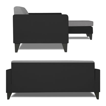 Adorn India Aladra L Shape Decent 5 Seater Sofa Set RHS (Grey & Black) (3 Year Warranty)