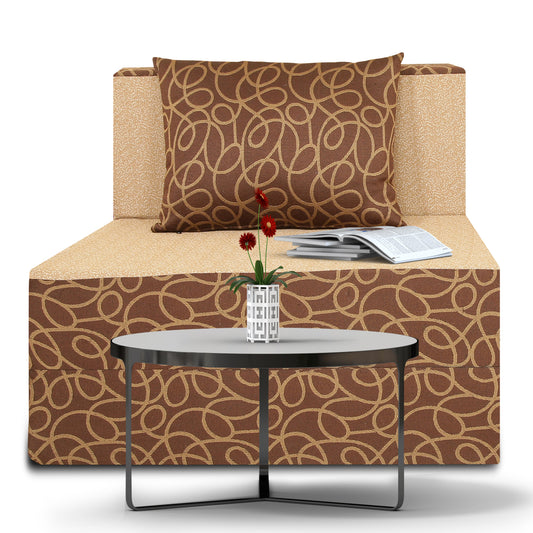 Adorn India Easy 2 Seater Sofa Cum Bed (Brown & Beige) (3 x 6) (1 Year Warranty)
