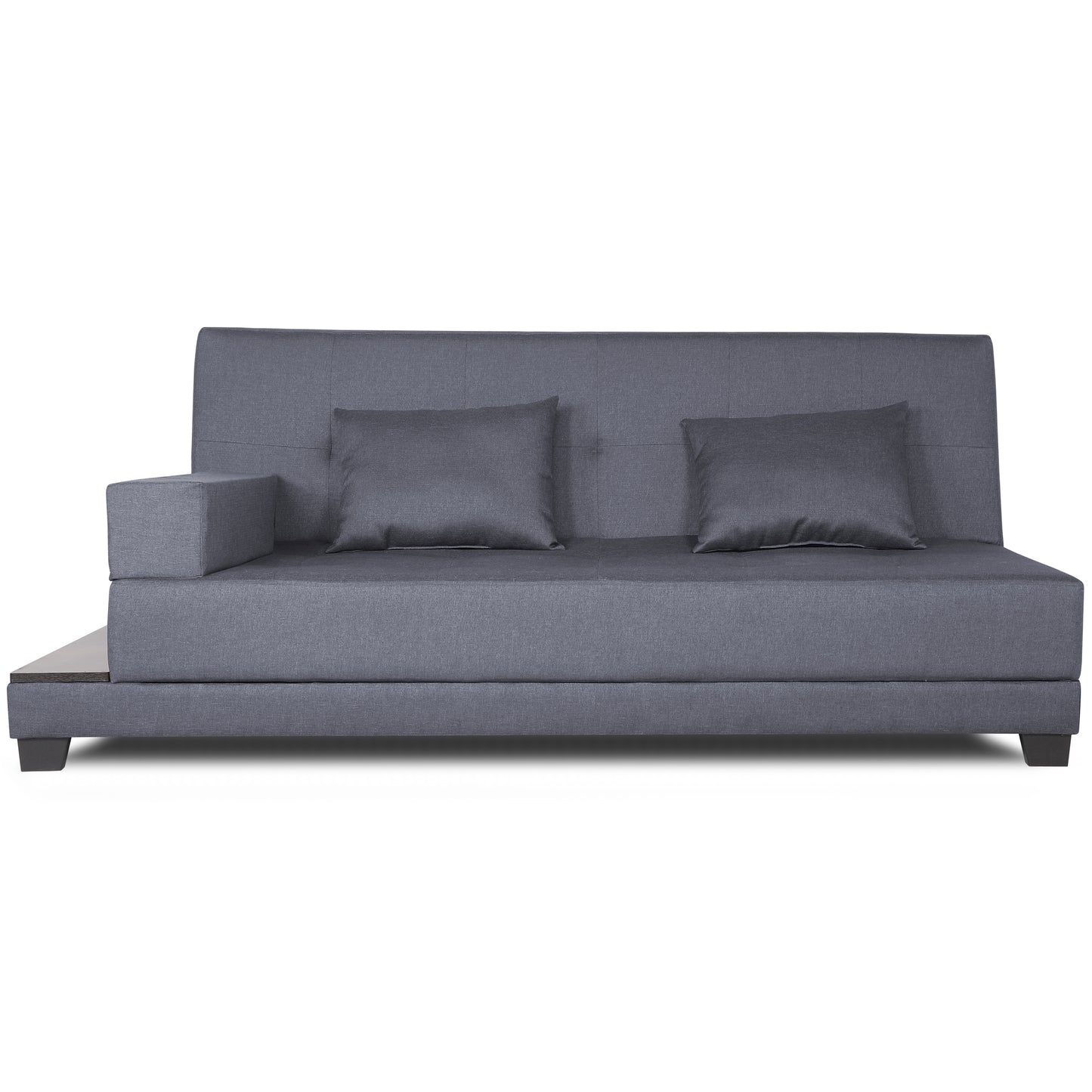 Adorn India Blake 3 Seater Sofa Cum Bed (Dark Grey), Wood, Foam