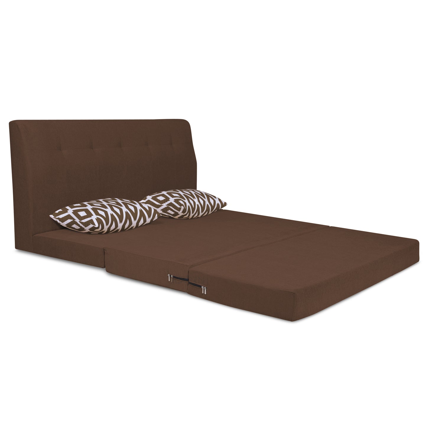 Adorn India Easy Highback Three Seater Sofa Cum Bed Rhombus 5' x 6' (Brown) (1 Year Warranty)