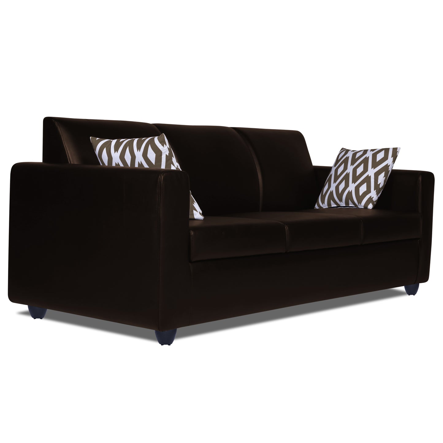 Adorn India Monteno Leatherette 3+1+1 5 Seater Sofa Set (Brown) (3 Year Warranty)