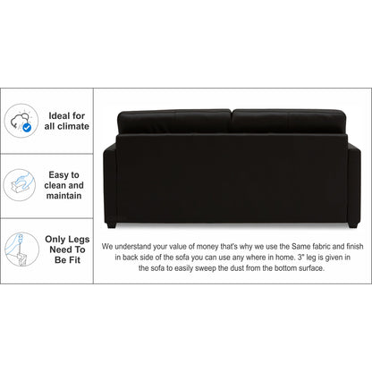 Adorn India Exclusive Flavio Leatherette 3+2 Sofa Set (Black)