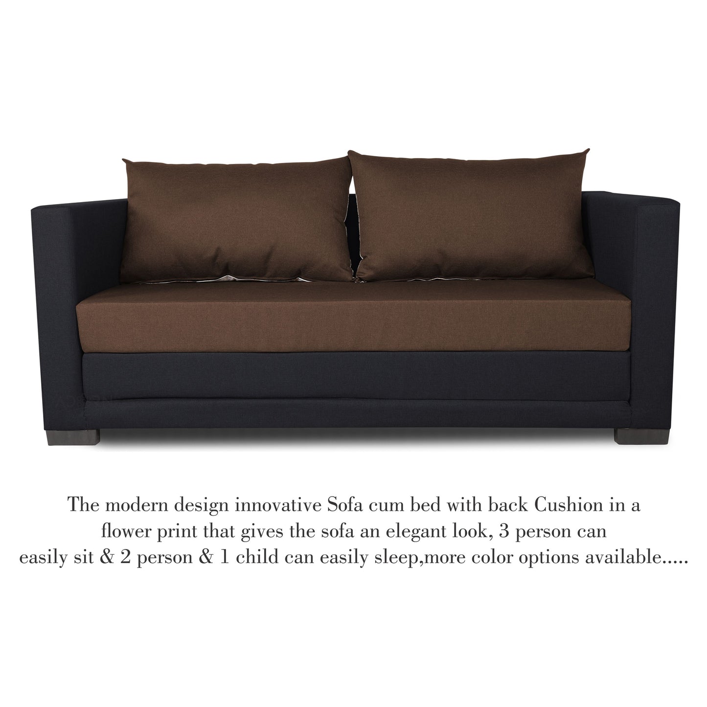 Adorn India Exclusive Two Tone Straight Line Three Seater Sofa Cum Bed (Brown & Black)
