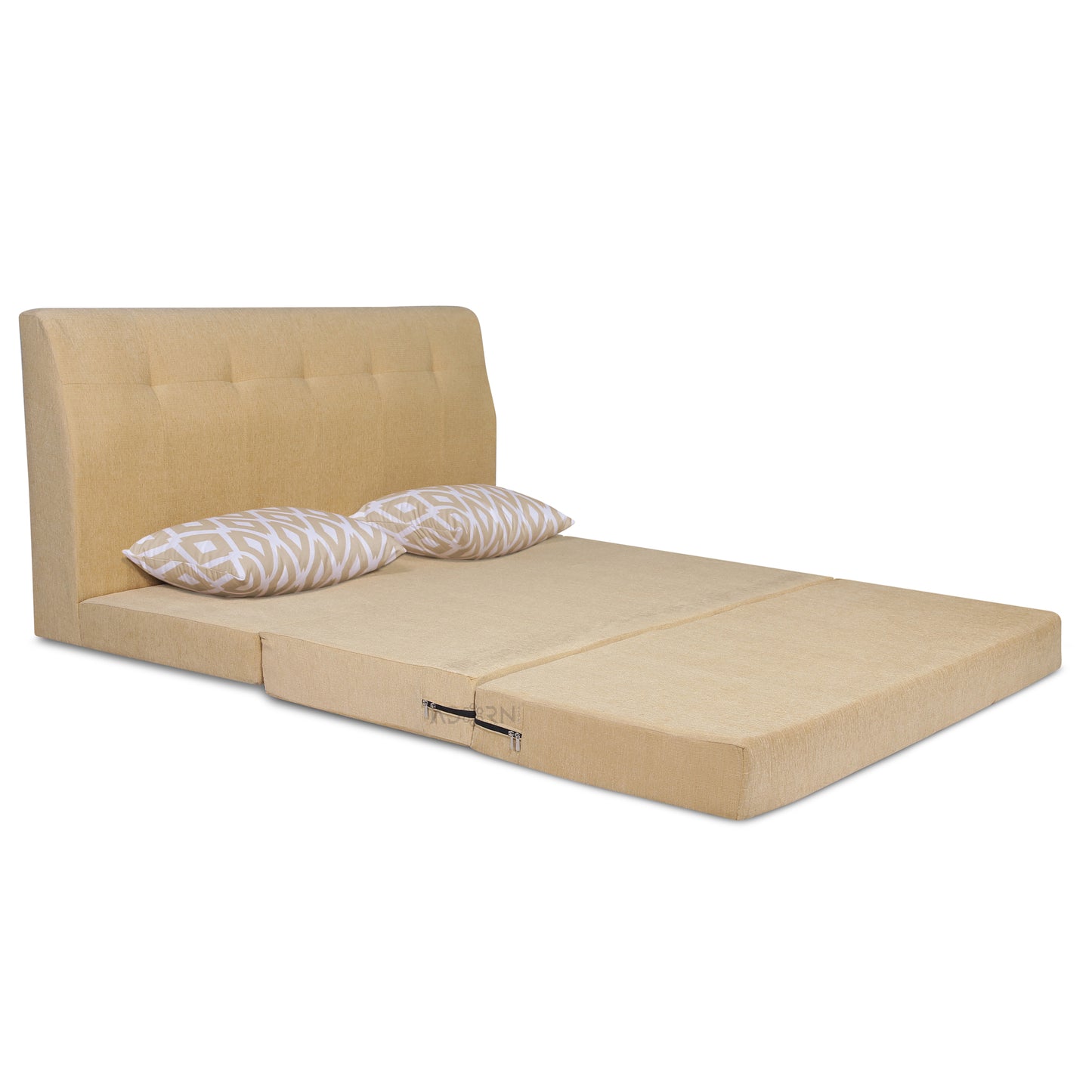 Adorn India Easy Highback Three Seater Sofa Cum Bed Rhombus 6' x 6' (Beige) (1 Year Warranty)