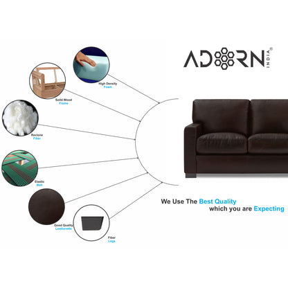Adorn India Exclusive Rosina Leatherette 3+2 Sofa Set (Dark Brown)