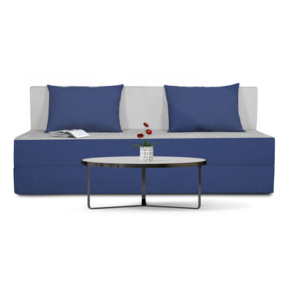 Adorn India Easy 3 Seater Sofa Cum Bed (Blue and Grey) (5x6) (1 Year Warranty)