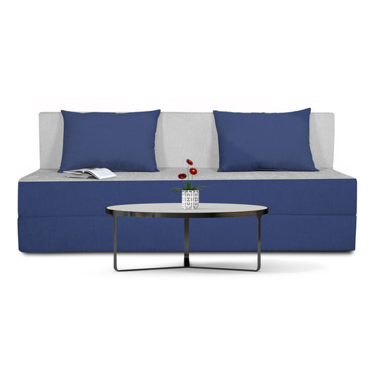 Adorn India Easy 3 Seater Sofa Cum Bed (Blue and Grey) (5x6) (1 Year Warranty)