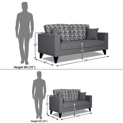 Adorn India Berlin Bricks 3+2 5 Seater Sofa Set (Grey) Martin Plus (3 Year Warranty)