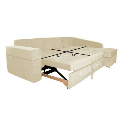 Adorn India Comfort Line L Shape 6 Seater Corner Sofa Cum Bed RHS (Beige)