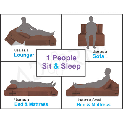 Adorn India Easy Single Seater Sofa Cum Bed Alyn 3'x 6' (Brown)