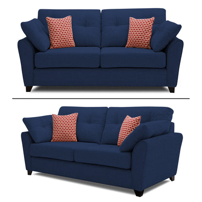 Adorn India Moris 3+2 5 Seater Sofa Set (Blue) (3 Year Warranty)