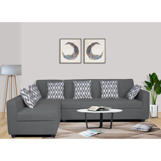 Adorn India Rio Highback L Shape 6 Seater Sofa Set (Left Hand Side) (Grey) (3 Year Warranty)