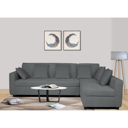 Adorn India Rio Decent L Shape Right Side Handle 6 Seater Corner Sofa Set (Grey) (3 Year Warranty)