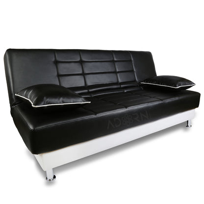 Adorn India Alexa 3 Seater Sofa cumbed (Black & White)