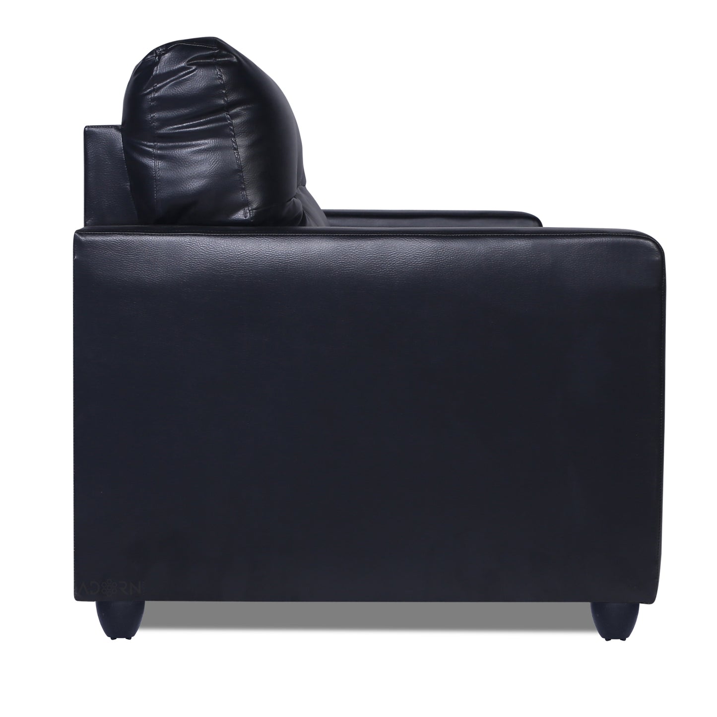 Adorn India Astor Leatherette 3-Person Sofa (Black) (3 Year Warranty)