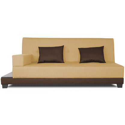 Adorn India Exclusive Two Tone Blake Three Seater Sofa Cum Bed (Brown & Beige), Wood, Foam