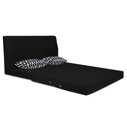 Adorn India Easy Highback Two Seater Sofa Cum Bed Rhombus 4' x 6' (Black) (1 Year Warranty)
