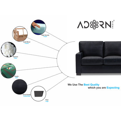 Adorn India Exclusive Rosina Leatherette 3+2 Sofa Set (Black)
