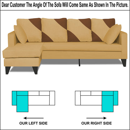 Adorn India Denver L Shape 5 Seater Sofa Set LHS (Beige) (3 Year Warranty)