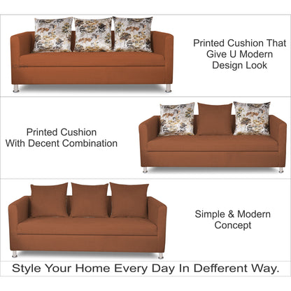 Adorn India Alita 3-1-1 Compact 5 Seater Sofa Set (Rust)