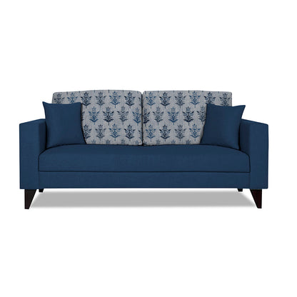 Adorn India Parker Leaf 3 Seater Sofa (Blue) Martin Plus (3 Year Warranty)