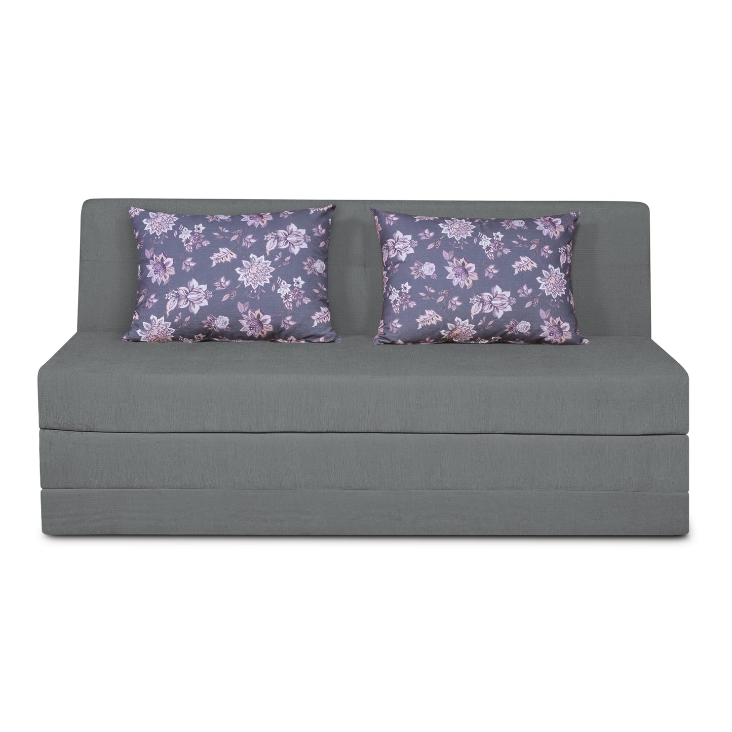 Adorn India Easy Highback Three Seater Sofa Cum Bed Floral 6' x 6' (Grey) (1 Year Warranty)