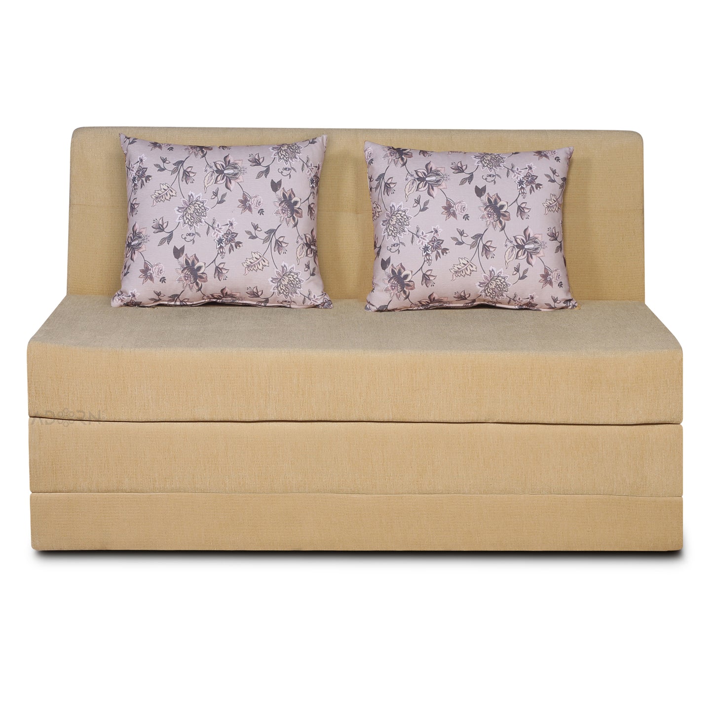 Adorn India Easy Highback Two Seater Sofa Cum Bed Floral 4' x 6' (Beige) (1 Year Warranty)