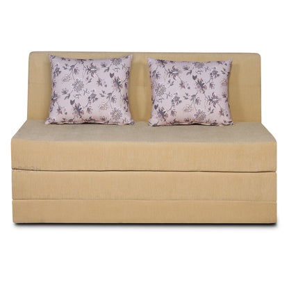 Adorn India Easy Highback Two Seater Sofa Cum Bed Floral 4' x 6' (Beige) (1 Year Warranty)