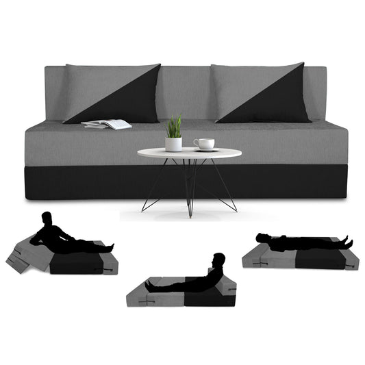 Adorn India Easy Desmond 4 Seater Sofa Cum Bed 6 X 6 (Grey & Black) (1 Year Warranty)