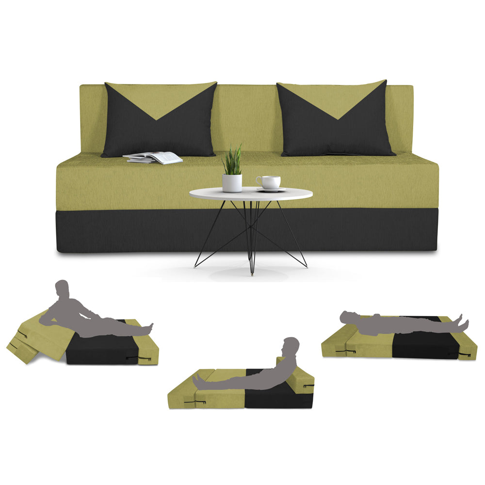 Adorn India Easy Boom 3 Seater Sofa Cum Bed 5 x 6 (Green & Black) (1 Year Warranty)