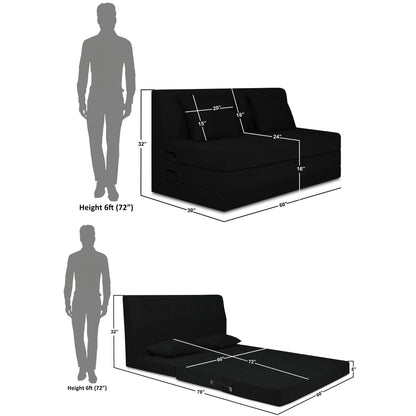 Adorn India Easy Highback Three Seater Sofa Cum Bed Decent 5' x 6' (Black) (1 Year Warranty)
